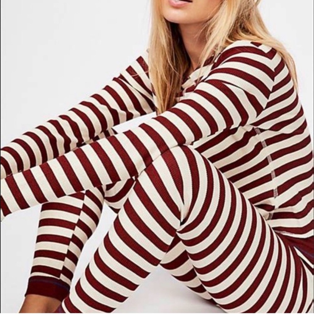 Free People Maroon and Cream Striped Pajama Pant only